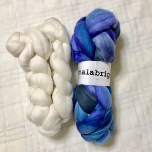 Two Skeins of Malabrigo Roving Merino Wool For Yarn Spinning